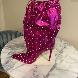 Elegant Pink Studded Women's Boots